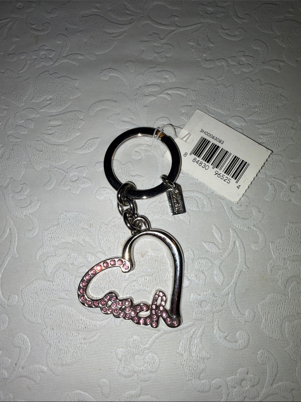 Coach Silver Heart Key Chain